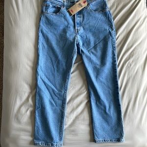 Levi’s 501 Original Cropped High Rise Straight Leg Jeans.